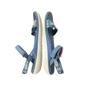 Teva Sandals- Womens Size 7.5 Blue White Pink- Aztec Pattern- preowned outdoors